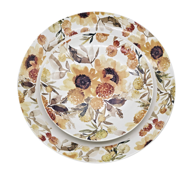 Godinger Silver Art Co Rustic Sunflower 12 Piece Dinnerware Set